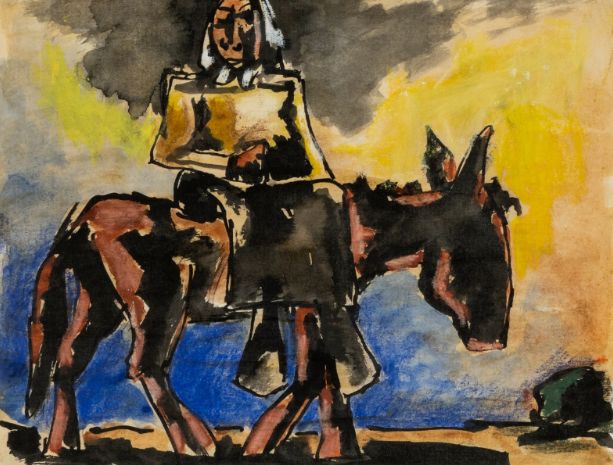 Colourful Study of Figure on Mule