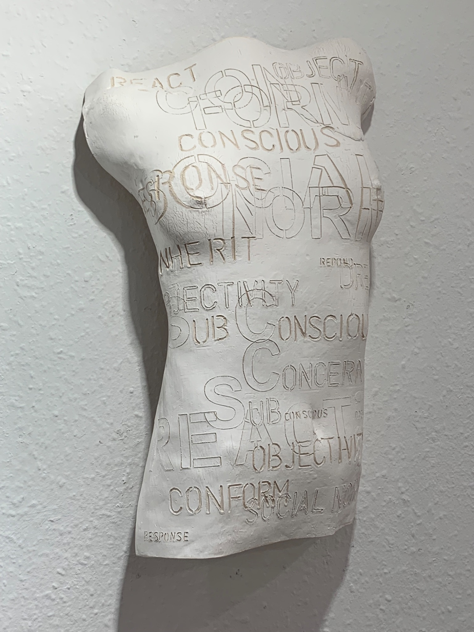 White Female Torso with Text ( Wall hanging)